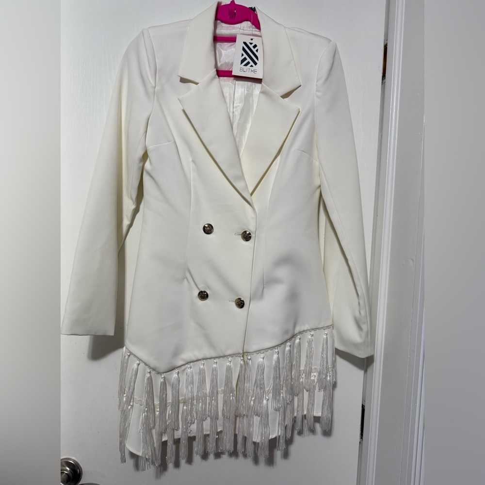 Women's White Double-Breasted Jacket